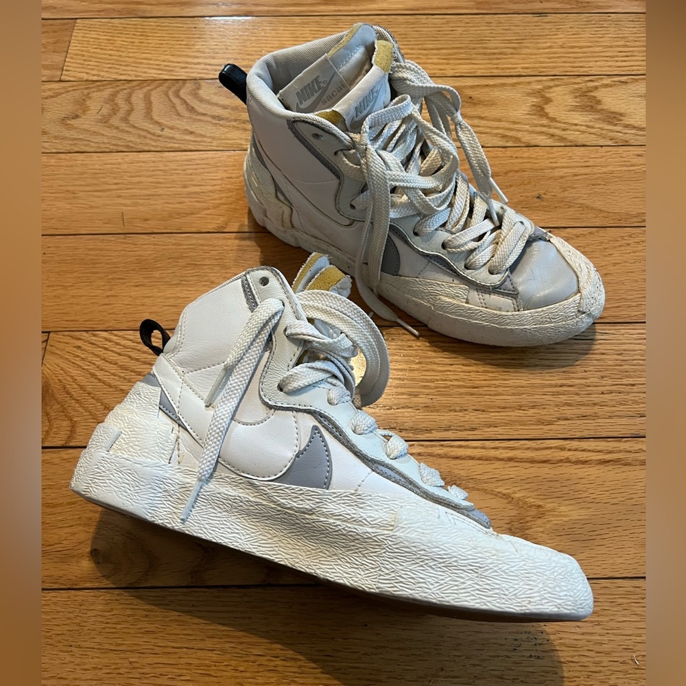 Sacai x Nike blazers Mid white and grey- mens 6 (fits womens 7.5)
